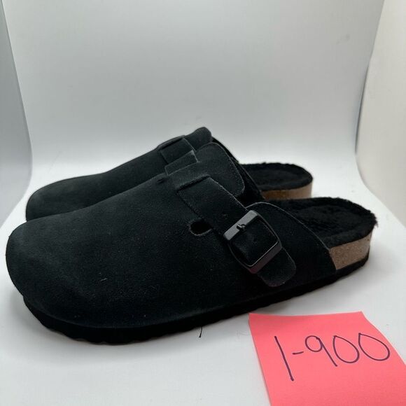 CUSHIONAIRE Women's Cork Footbed Clog with Genuine Leather Upper, Faux Fur Linin - Picture 3 of 7